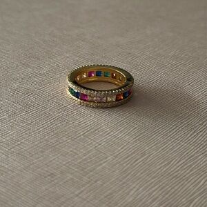 Rainbow Gem stone ring wont tarnish!